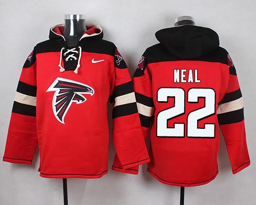 Nike Falcons #22 Keanu Neal Red Player Pullover NFL Hoodie - Click Image to Close